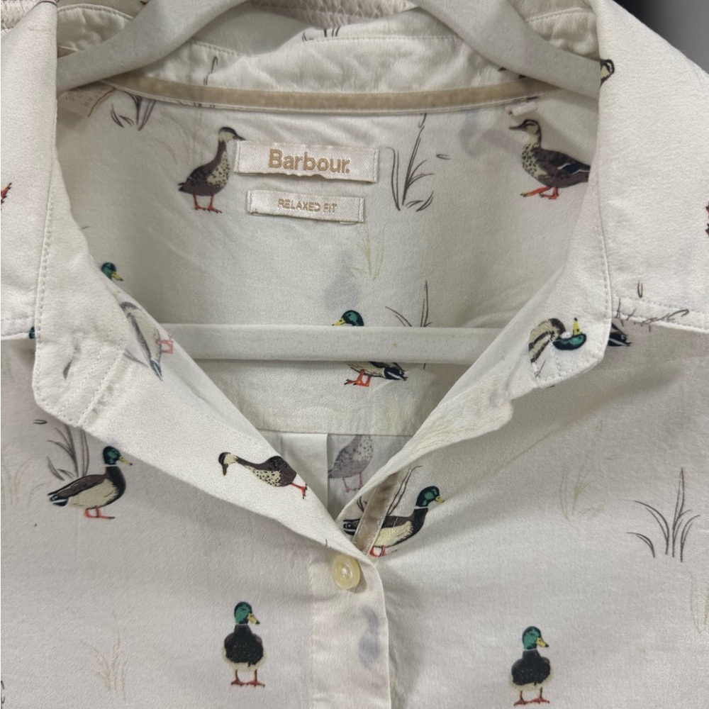Barbour Duck Print Button Down Shirt Relaxed Fit | Cute Preppy Top - Picture 6 of 7